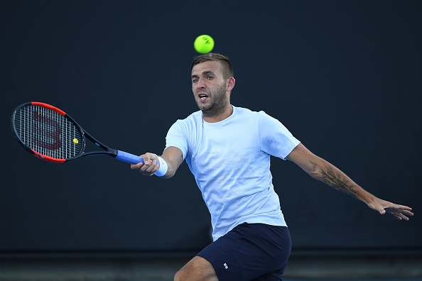 XXX of ZZZ plays a XXXX in his/her second round match against XXXX of ZZZZ on day three of the 2017 Australian Open at Melbourne Park on January 18, 2017 in Melbourne, Australia.