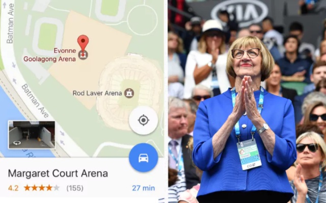 Google Maps "преименува" стадион "Маргарет Корт" Google Maps "преименува" стадион "Маргарет Корт"