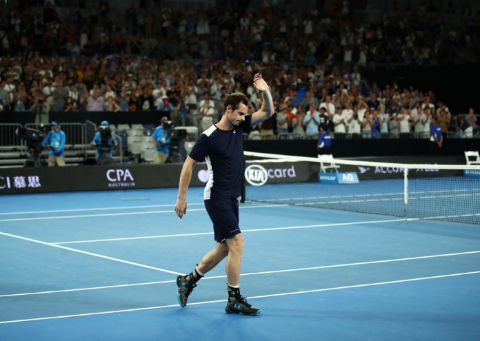 MELBOURNE, AUSTRALIA - JANUARY 14: Andy Murray of Great Britain after his first round loss to Roberto Bautista Agut of Spain during day one of the 2019 Australian Open at Melbourne Park on January 14, 2019 in Melbourne, Australia. (Photo by Julian Finney/Getty Images)