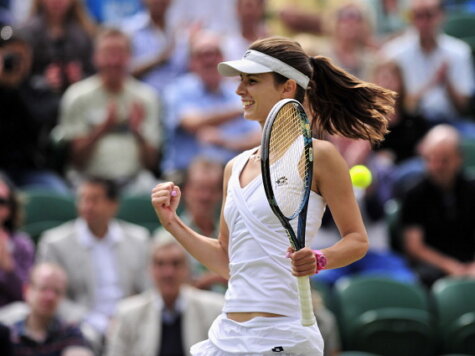 Bulgaria's Tsvetana Pironkova celebrates