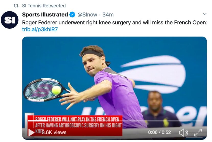 Sports Illustrated обърка Федерер с Григор в новината за оперирания швейцарец (видео) Sports Illustrated обърка Федерер с Григор в новината за оперирания швейцарец (видео)