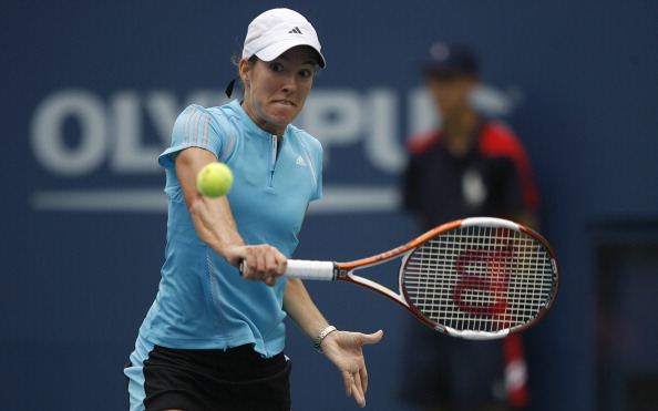 Justine Henin-Haedenne during a first round match against Maria Elena Camerin at the 2006 US Open at the USTA National Tennis Center in Flushing Queens, NY on August 28, 2006. (Photo by Mike Ehrmann/Getty Images)