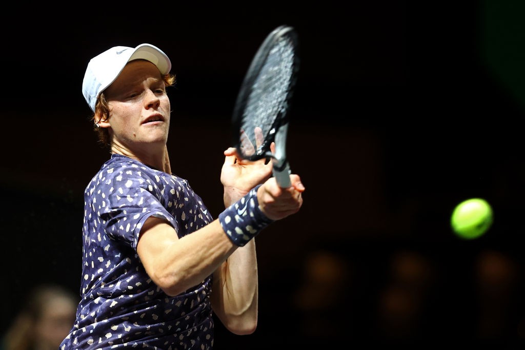 ROTTERDAM, NETHERLANDS - FEBRUARY 14: Jannik Sinner of Italy returns a forehand against Pablo Carreno Busta of Spain during Day 7 of the ABN AMRO World Tennis Tournament at Rotterdam Ahoy on February 14, 2020 in Rotterdam, Netherlands. (Photo by Dean Mouhtaropoulos/Getty Images)