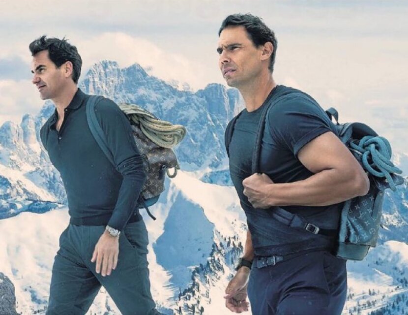 Федерер и Надал са заедно в планината за кампания на Louis Vuitton Федерер и Надал са заедно в планината за кампания на Louis Vuitton