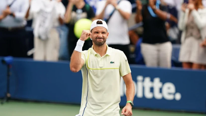 Григор Димитров на централния корт на US Open в неделя Григор Димитров на централния корт на US Open в неделя