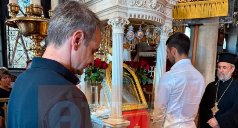 Джокович посети църква на гръцки остров заедно с премиера Мицотакис Джокович посети църква на гръцки остров заедно с премиера Мицотакис
